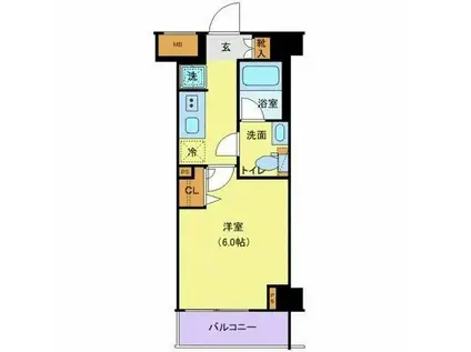 KNOTS新丸子(1K/4階)の間取り写真