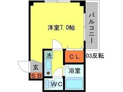 アールマンション(1DK/4階)の間取り写真