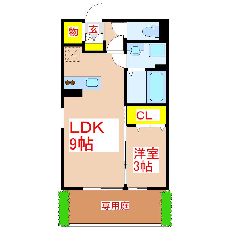 メルベーユKII(1LDK/1階)の間取り写真