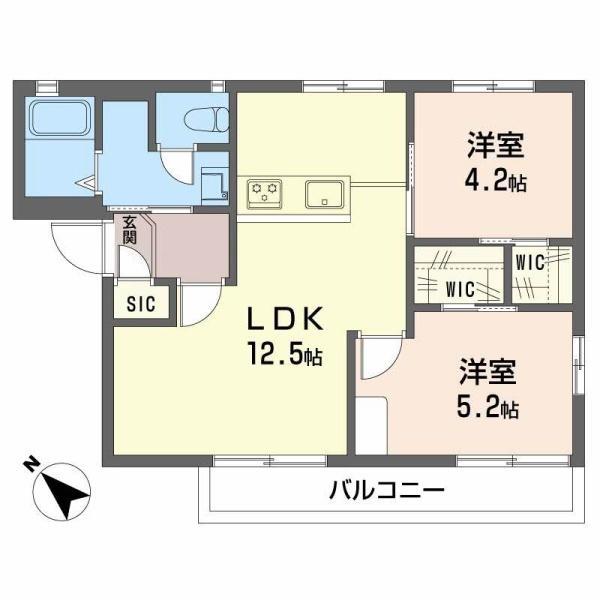 フレグランス浜寺(3DK/2階)の間取り写真
