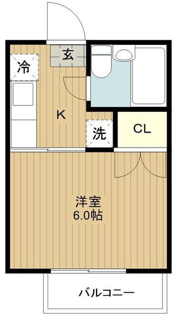小田急江ノ島線 東林間駅 徒歩2分 4階建 築39年(1K/4階)の間取り写真