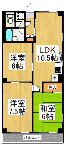 永井マンションA(3LDK/2階)の間取り写真