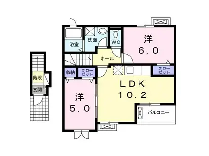 フィオーレ モリ(2LDK/2階)の間取り写真