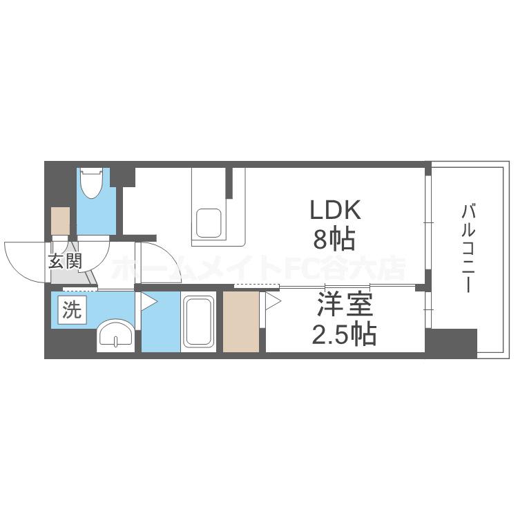 LUXE玉造南(1LDK/12階)の間取り写真