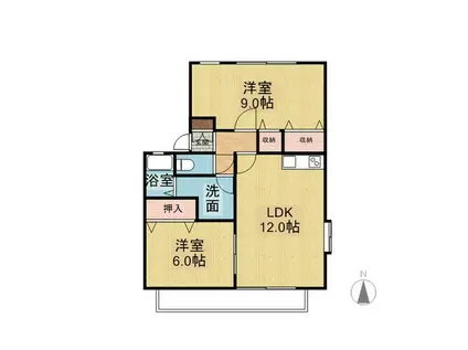 ピュアパレスF(2LDK/1階)の間取り写真