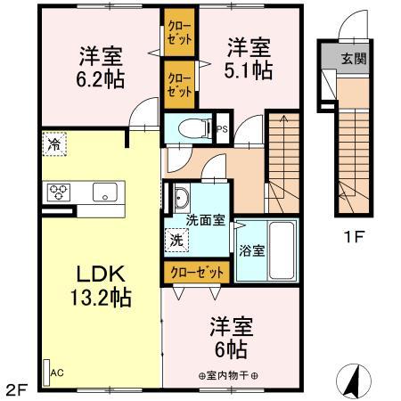 セジュール沼ノ端中央V(3LDK/2階)の間取り写真