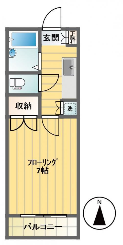 ボヌール方南(1K/1階)の間取り写真