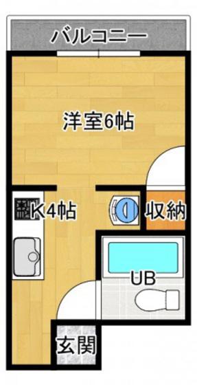 ドミール堀口(ワンルーム/2階)の間取り写真
