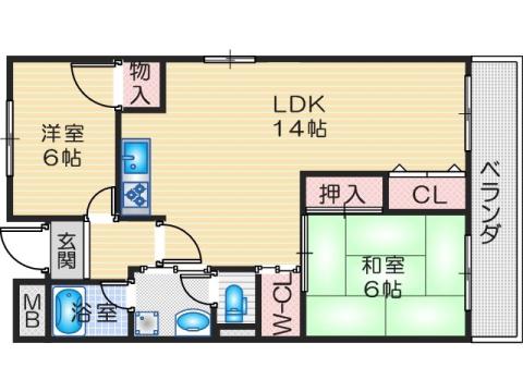 ファミールシーダ(2LDK/4階)の間取り写真