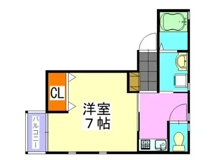 フローリッシュ津田沼(1K/2階)の間取り写真