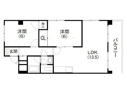 ファミール楊子(2LDK/2階)の間取り写真