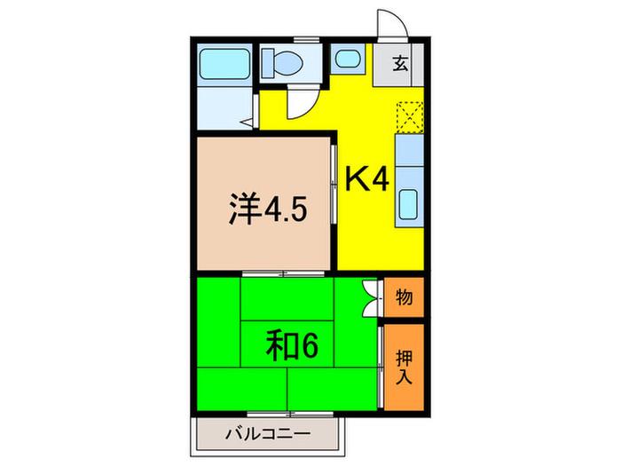 中野ハイツ(2K/1階)の間取り写真