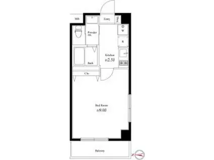 グラウンデュークス本所(1K/5階)の間取り写真