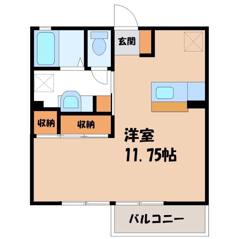 ルミナス(ワンルーム/2階)の間取り写真