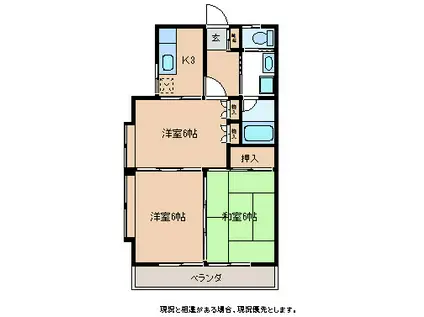 羽場崎アパートB(3K/2階)の間取り写真