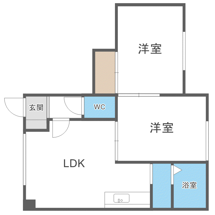 コーポ藤本A(2LDK/1階)の間取り写真