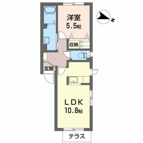 ポラーレ(1LDK/1階)の間取り写真