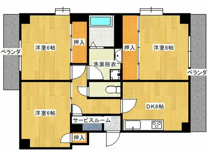 第一沖根ビル(3SLDK/3階)の間取り写真