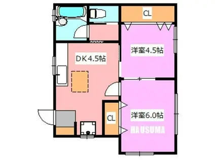 ハイムアミティエ(2DK/1階)の間取り写真