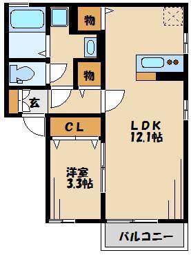 リヴェール(1LDK/2階)の間取り写真