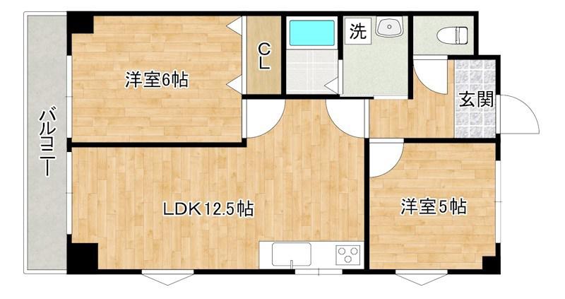 第4共立ビル(2LDK/4階)の間取り写真