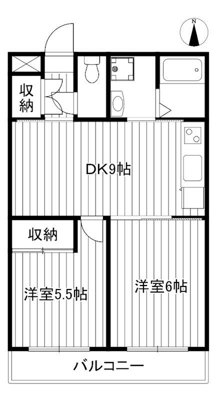 シオンコート(2DK/1階)の間取り写真