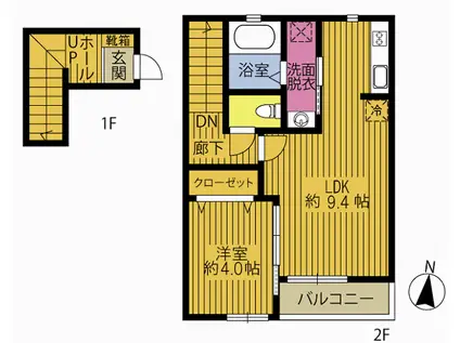 アテレーゼONE三川(1LDK/2階)の間取り写真
