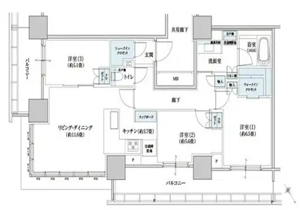 BRILLIA TOWER 浜離宮 ブリリアタワー浜離宮(3LDK/28階)の間取り写真