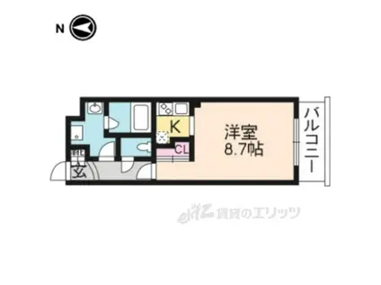 フォルビート出町柳(1K/3階)の間取り写真