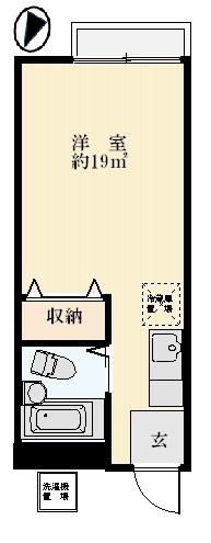 サンハイム北上(ワンルーム/2階)の間取り写真