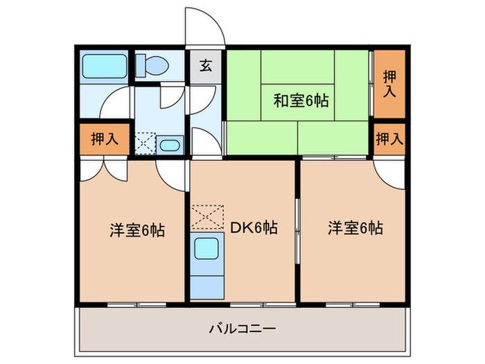 村田マンション(3DK/1階)の間取り写真