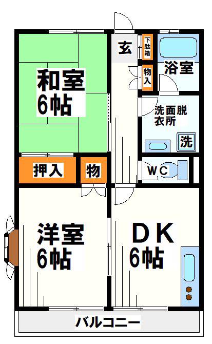 山和ハイツ5(2DK/1階)の間取り写真