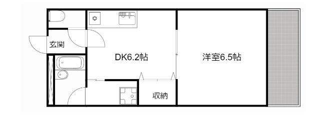 ウエストパーク(1DK/2階)の間取り写真