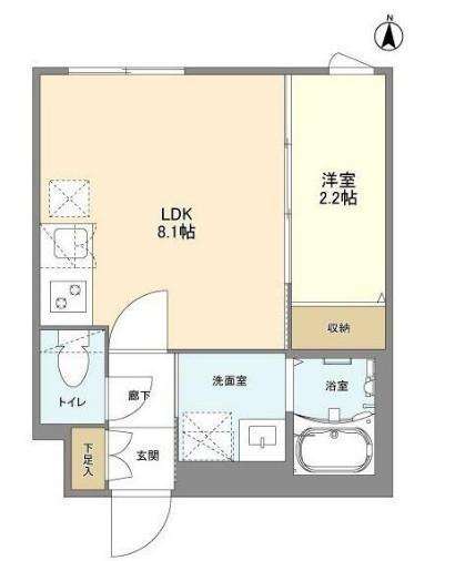 ウェルスクエア八幡山(1LDK/2階)の間取り写真