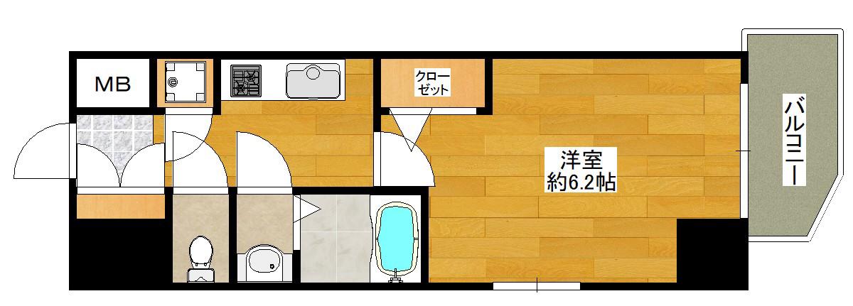 エスリード江坂グランツ(1K/10階)の間取り写真