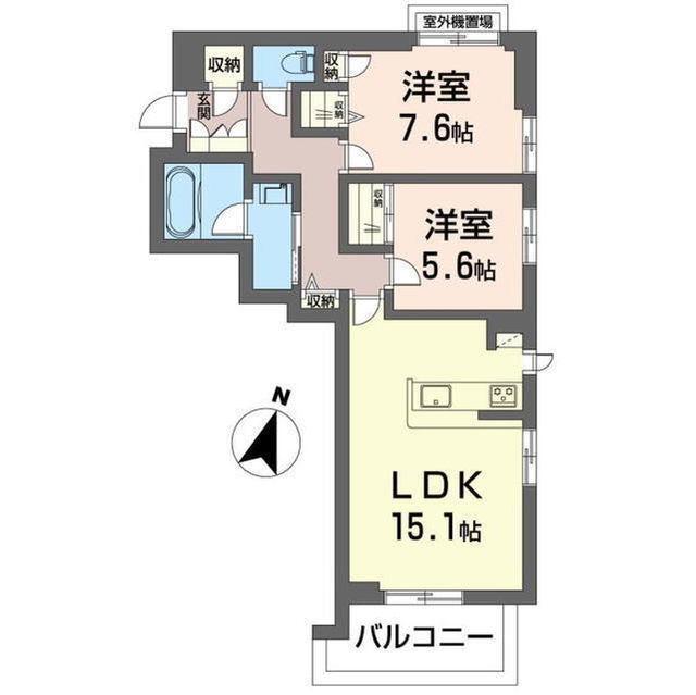 ウイスタリア(2LDK/3階)の間取り写真