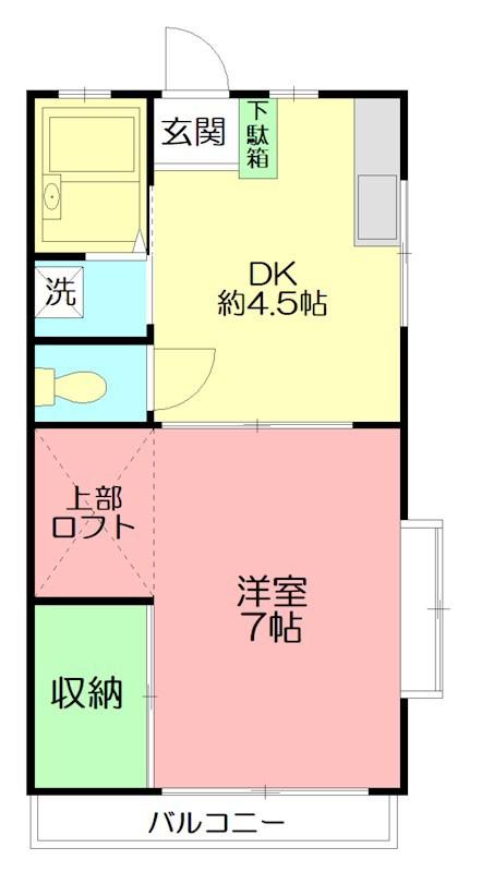 チェリーハイツB(1DK/2階)の間取り写真