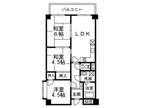小徳ビル(3LDK/1階)の間取り写真