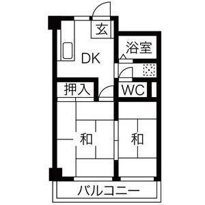 プレアール枚岡(2DK/5階)の間取り写真