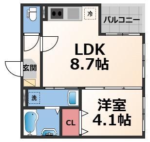 ハーモニーテラス小路東VII(1LDK/2階)の間取り写真