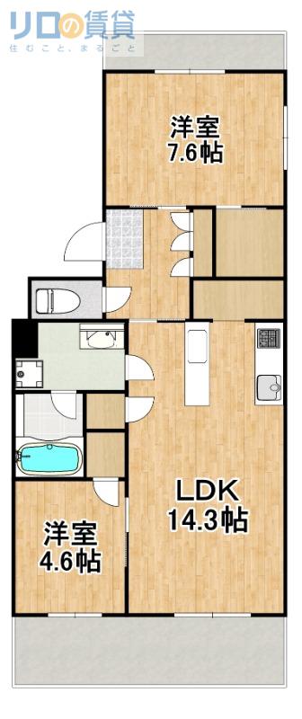 モンセル(2LDK/2階)の間取り写真
