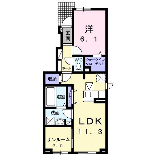グレース コート FII B(1LDK/1階)の間取り写真