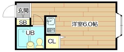 コーポ朝風(ワンルーム/2階)の間取り写真