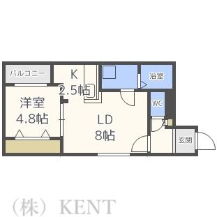 MTガーデン琴似A棟(1LDK/2階)の間取り写真