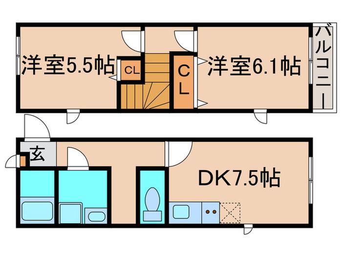メゾン ペジーブル(2DK/1階)の間取り写真