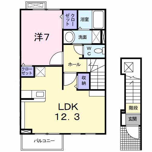 サンライトレジデンス水戸(1LDK/2階)の間取り写真