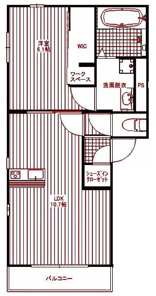 ドミールかわさき(1LDK/2階)の間取り写真