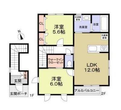 クレストガーデン(2LDK/2階)の間取り写真