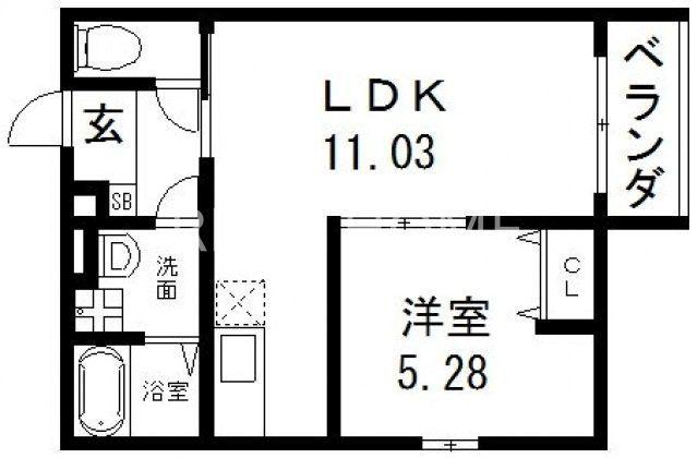 FERIO小路東(1LDK/1階)の間取り写真