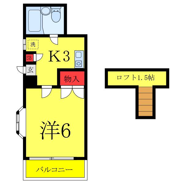 プチアミ(1K/2階)の間取り写真